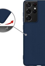 Nomfy Hoesje Geschikt voor Samsung S21 Ultra Hoesje Siliconen Cover Case - Hoes Geschikt voor Samsung Galaxy S21 Ultra Hoes Back Case - 2-PACK - Donkerblauw