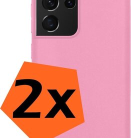 2 PACK - Nomfy Samsung Galaxy S21 Ultra hoesje siliconen - Roze