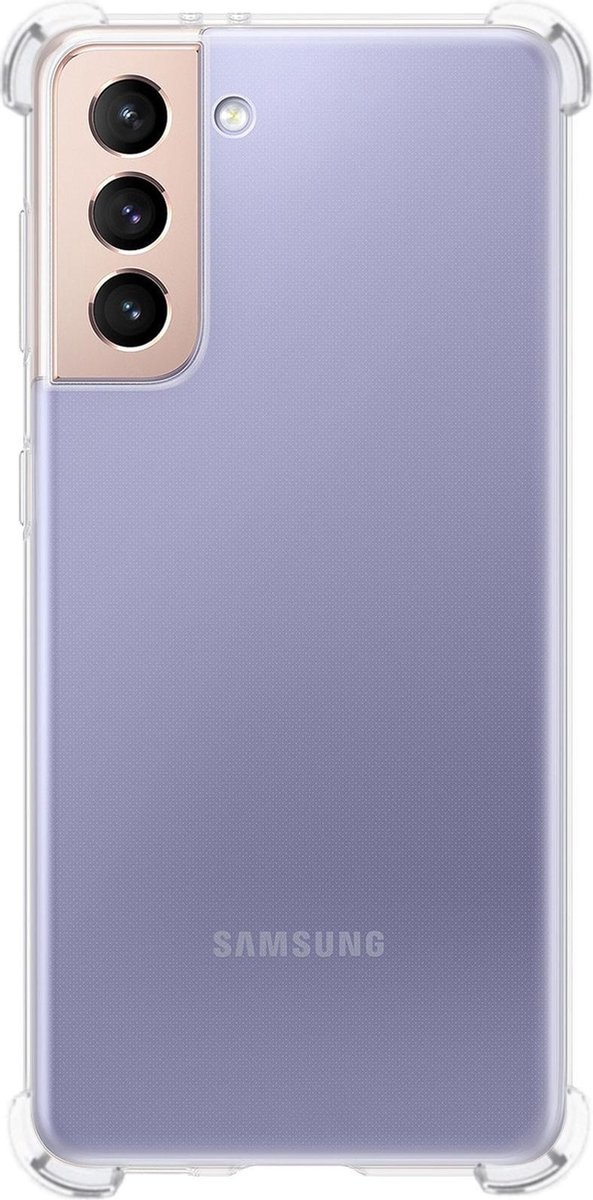Nomfy Hoesje Geschikt voor Samsung S21 Hoesje Shock Proof Cover Case Shockproof - Hoes Geschikt voor Samsung Galaxy S21 Hoes Siliconen Back Case - Transparant