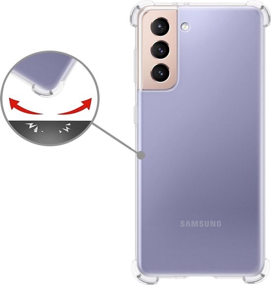 Nomfy Hoesje Geschikt voor Samsung S21 Hoesje Shock Proof Cover Case Shockproof - Hoes Geschikt voor Samsung Galaxy S21 Hoes Siliconen Back Case - Transparant