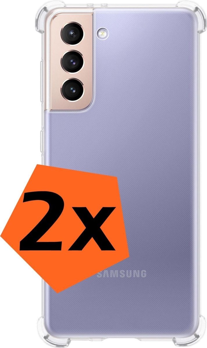 Nomfy Hoesje Geschikt voor Samsung S21 Hoesje Shock Proof Cover Case Shockproof - Hoes Geschikt voor Samsung Galaxy S21 Hoes Siliconen Back Case - Transparant - 2 PACK