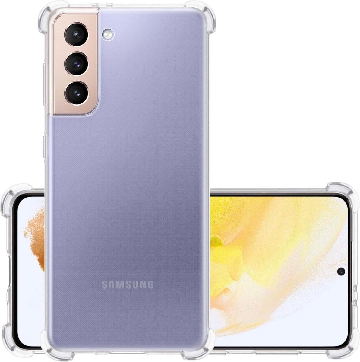NoXx Hoes Geschikt voor Samsung S21 Plus Hoesje Siliconen Cover Shock Proof Back Case Shockproof Hoes - Transparant