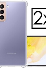 NoXx Hoes Geschikt voor Samsung S21 Plus Hoesje Siliconen Cover Shock Proof Back Case Shockproof Hoes - Transparant - 2x