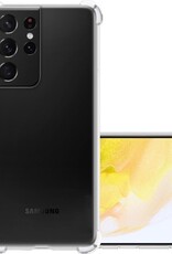 NoXx Hoes Geschikt voor Samsung S21 Ultra Hoesje Siliconen Cover Shock Proof Back Case Shockproof Hoes - Transparant