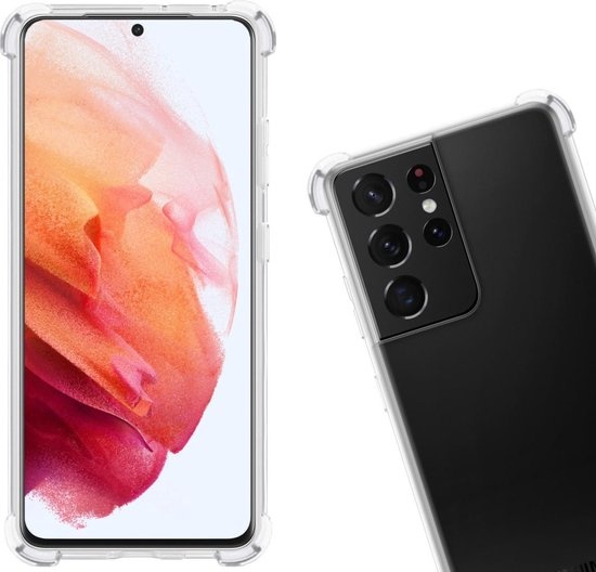 Nomfy Hoesje Geschikt voor Samsung S21 Ultra Hoesje Shock Proof Cover Case Shockproof - Hoes Geschikt voor Samsung Galaxy S21 Ultra Hoes Siliconen Back Case - Transparant