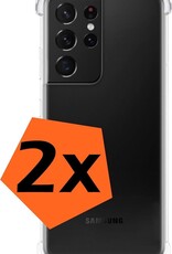 Nomfy Hoesje Geschikt voor Samsung S21 Ultra Hoesje Shock Proof Cover Case Shockproof - Hoes Geschikt voor Samsung Galaxy S21 Ultra Hoes Siliconen Back Case - Transparant - 2 PACK