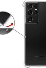 Nomfy Hoesje Geschikt voor Samsung S21 Ultra Hoesje Shock Proof Cover Case Shockproof - Hoes Geschikt voor Samsung Galaxy S21 Ultra Hoes Siliconen Back Case - Transparant - 2 PACK