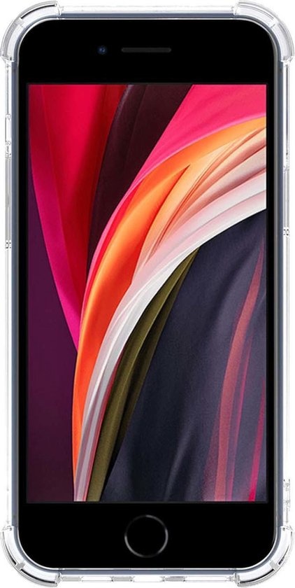 Nomfy Hoesje Geschikt voor iPhone SE 2020 Hoesje Pasjeshouder Shockproof Pas Houder - Hoesje Geschikt voor iPhone SE (2020) Hoes Met Kaarthouder - Transparant - 2 PACK