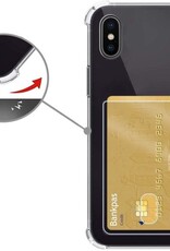 Nomfy Hoesje Geschikt voor iPhone X/Xs Hoesje Pasjeshouder Shockproof Pas Houder - Hoesje Geschikt voor iPhone X/Xs Hoes Met Kaarthouder - Transparant - 2 PACK