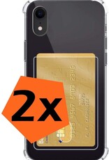 Nomfy Hoesje Geschikt voor iPhone XR Hoesje Pasjeshouder Shockproof Pas Houder - Hoesje Geschikt voor iPhone XR Hoes Met Kaarthouder - Transparant - 2 PACK