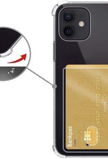 Nomfy Hoesje Geschikt voor iPhone 12 Mini Hoesje Pasjeshouder Shockproof Pas Houder - Hoesje Geschikt voor iPhone 12 Mini Hoes Met Kaarthouder - Transparant - 2 PACK