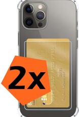 Nomfy Hoesje Geschikt voor iPhone 12/12 Pro Hoesje Pasjeshouder Shockproof Pas Houder - Hoesje Geschikt voor iPhone 12/12 Pro Hoes Met Kaarthouder - Transparant - 2 PACK