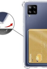 Nomfy Hoesje Geschikt voor Samsung A12 Hoesje Pasjeshouder Shockproof Pas Houder - Hoesje Geschikt voor Samsung Galaxy A12 Hoes Met Kaarthouder - Transparant