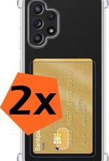 Nomfy Hoesje Geschikt voor Samsung A32 5G Hoesje Pasjeshouder Shockproof Pas Houder - Hoesje Geschikt voor Samsung Galaxy A32 5G Hoes Met Kaarthouder - Transparant - 2 PACK