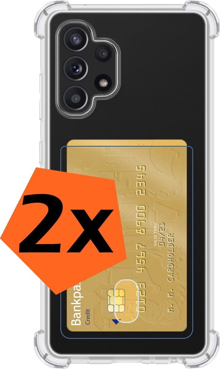 Nomfy Hoesje Geschikt voor Samsung A32 5G Hoesje Pasjeshouder Shockproof Pas Houder - Hoesje Geschikt voor Samsung Galaxy A32 5G Hoes Met Kaarthouder - Transparant - 2 PACK