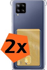 Nomfy Hoesje Geschikt voor Samsung A42 Hoesje Pasjeshouder Shockproof Pas Houder - Hoesje Geschikt voor Samsung Galaxy A42 Hoes Met Kaarthouder - Transparant - 2 PACK