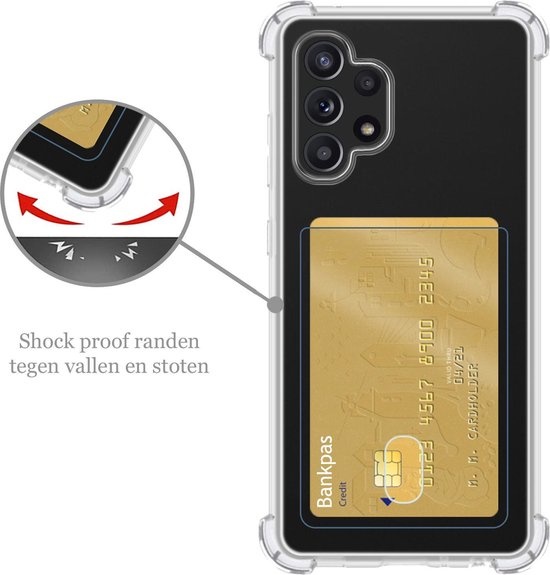 Nomfy Hoesje Geschikt voor Samsung A52 Hoesje Pasjeshouder Shockproof Pas Houder - Hoesje Geschikt voor Samsung Galaxy A52 Hoes Met Kaarthouder - Transparant
