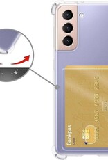 Nomfy Hoesje Geschikt voor Samsung S21 Hoesje Pasjeshouder Shockproof Pas Houder - Hoesje Geschikt voor Samsung Galaxy S21 Hoes Met Kaarthouder - Transparant