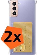 Nomfy Hoesje Geschikt voor Samsung S21 Plus Hoesje Pasjeshouder Shockproof Pas Houder - Hoesje Geschikt voor Samsung Galaxy S21 Plus Hoes Met Kaarthouder - Transparant - 2 PACK