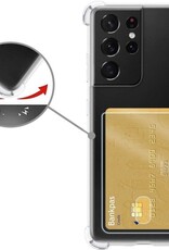 Nomfy Hoesje Geschikt voor Samsung S21 Ultra Hoesje Pasjeshouder Shockproof Pas Houder - Hoesje Geschikt voor Samsung Galaxy S21 Ultra Hoes Met Kaarthouder - Transparant - 2 PACK