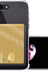NoXx Hoes Geschikt voor iPhone 7/8/SE 2020 Hoesje Pasjeshouder Cover Shock Proof Case Siliconen Hoes Met Kaarthouder - Transparant
