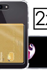 NoXx Hoes Geschikt voor iPhone SE 2020 Hoesje Pasjeshouder Cover Shock Proof Case Siliconen Hoes Met Kaarthouder - Transparant - 2x