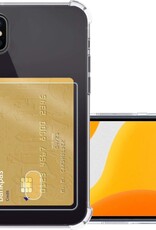 NoXx Hoes Geschikt voor iPhone Xs Hoesje Pasjeshouder Cover Shock Proof Case Siliconen Hoes Met Kaarthouder - Transparant
