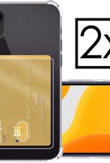 NoXx Hoes Geschikt voor iPhone XR Hoesje Pasjeshouder Cover Shock Proof Case Siliconen Hoes Met Kaarthouder - Transparant - 2x