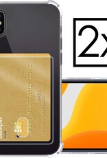 NoXx Hoes Geschikt voor iPhone Xs Max Hoesje Pasjeshouder Cover Shock Proof Case Siliconen Hoes Met Kaarthouder - Transparant - 2x
