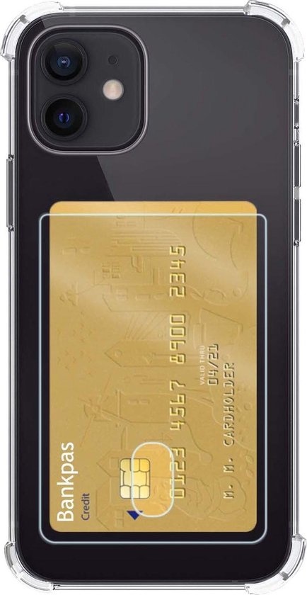 NoXx Hoes Geschikt voor iPhone 11 Hoesje Pasjeshouder Cover Shock Proof Case Siliconen Hoes Met Kaarthouder - Transparant - 2x
