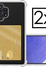 NoXx Hoes Geschikt voor Samsung A32 5G Hoesje Pasjeshouder Cover Shock Proof Case Siliconen Hoes Met Kaarthouder - Transparant - 2x