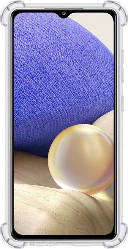 NoXx Hoes Geschikt voor Samsung A32 5G Hoesje Pasjeshouder Cover Shock Proof Case Siliconen Hoes Met Kaarthouder - Transparant - 2x