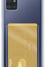 NoXx Hoes Geschikt voor Samsung A51 Hoesje Pasjeshouder Cover Shock Proof Case Siliconen Hoes Met Kaarthouder - Transparant