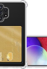 NoXx Hoes Geschikt voor Samsung A52 Hoesje Pasjeshouder Cover Shock Proof Case Siliconen Hoes Met Kaarthouder - Transparant