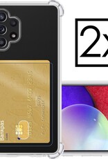 NoXx Hoes Geschikt voor Samsung A52 Hoesje Pasjeshouder Cover Shock Proof Case Siliconen Hoes Met Kaarthouder - Transparant - 2x