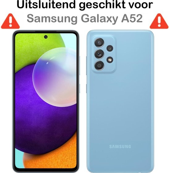 NoXx Hoes Geschikt voor Samsung A52 Hoesje Pasjeshouder Cover Shock Proof Case Siliconen Hoes Met Kaarthouder - Transparant - 2x