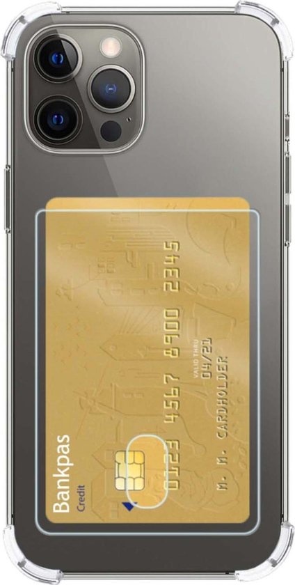 NoXx Hoes Geschikt voor iPhone 11 Pro Max Hoesje Pasjeshouder Cover Shock Proof Case Siliconen Hoes Met Kaarthouder - Transparant - 2x