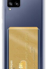 NoXx Hoes Geschikt voor Samsung A12 Hoesje Pasjeshouder Cover Shock Proof Case Siliconen Hoes Met Kaarthouder - Transparant