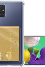 NoXx Hoes Geschikt voor Samsung A51 Hoesje Pasjeshouder Cover Shock Proof Case Siliconen Hoes Met Kaarthouder - Transparant