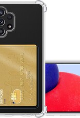 NoXx Hoes Geschikt voor Samsung A72 Hoesje Pasjeshouder Cover Shock Proof Case Siliconen Hoes Met Kaarthouder - Transparant