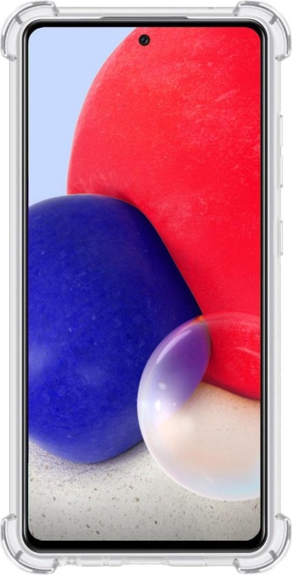 NoXx Hoes Geschikt voor Samsung A72 Hoesje Pasjeshouder Cover Shock Proof Case Siliconen Hoes Met Kaarthouder - Transparant - 2x