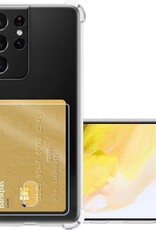 NoXx Hoes Geschikt voor Samsung S21 Ultra Hoesje Pasjeshouder Cover Shock Proof Case Siliconen Hoes Met Kaarthouder - Transparant
