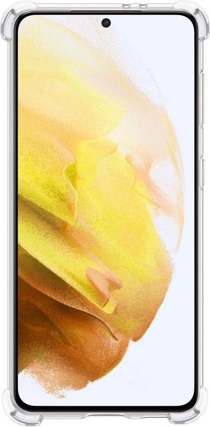 NoXx Hoes Geschikt voor Samsung S21 Hoesje Pasjeshouder Cover Shock Proof Case Siliconen Hoes Met Kaarthouder - Transparant - 2x