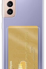 NoXx Hoes Geschikt voor Samsung S21 Plus Hoesje Pasjeshouder Cover Shock Proof Case Siliconen Hoes Met Kaarthouder - Transparant - 2x