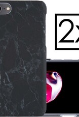 NoXx Hoes Geschikt voor iPhone SE 2020 Hoesje Marmer Back Case Hardcover Marmeren Hoes Marmer - Zwart - 2x