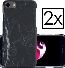 NoXx NoXx - 2x - iPhone SE 2020 hoesje marmer - Zwart