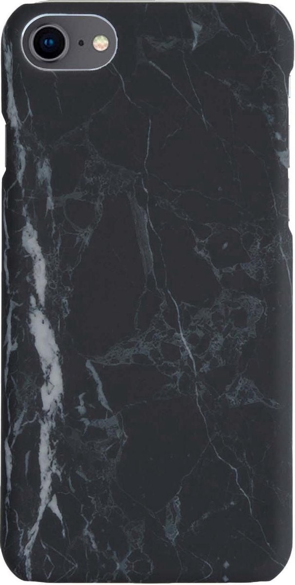 Nomfy Hoesje Geschikt voor iPhone 8 Hoesje Marmeren Case Hardcover Hoes Marmer - Hoesje Geschikt voor iPhone 8 Marmer Hoes - Zwart