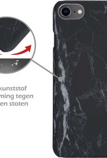Nomfy Hoesje Geschikt voor iPhone 7/8 Hoesje Marmeren Case Hardcover Hoes Marmer - Hoesje Geschikt voor iPhone 7/8 Marmer Hoes - Zwart