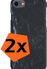Nomfy Hoesje Geschikt voor iPhone 7 Hoesje Marmeren Case Hardcover Hoes Marmer - Hoesje Geschikt voor iPhone 7 Marmer Hoes - Zwart - 2 PACK