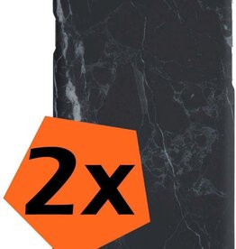 Nomfy Nomfy - 2x - iPhone SE 2020 hoesje marmer - Zwart